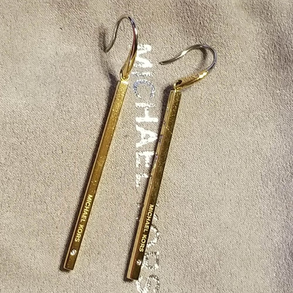 Michael Kors Gold-tone Bar Drop Earrings
